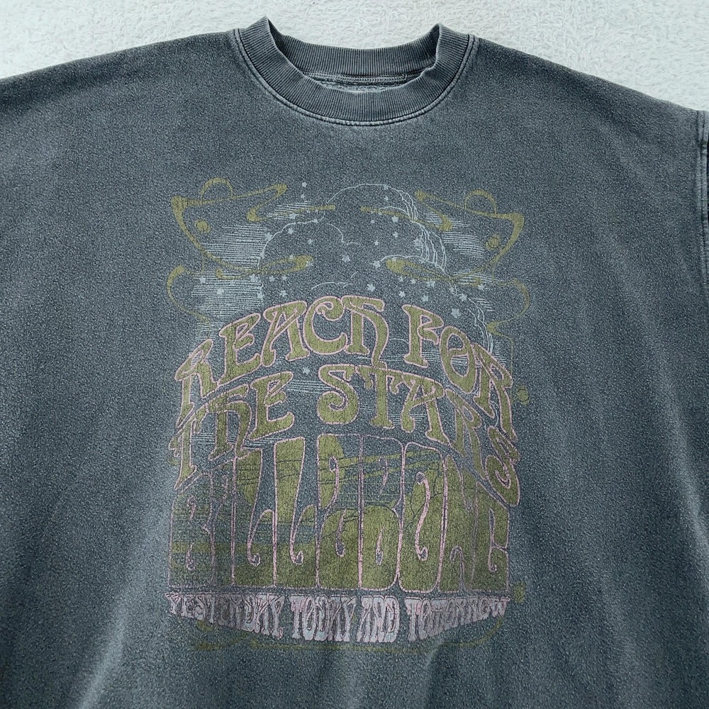Billabong Sweatshirt‎ Mens Medium Gray Pullover Reach For The Stars Washed Surf